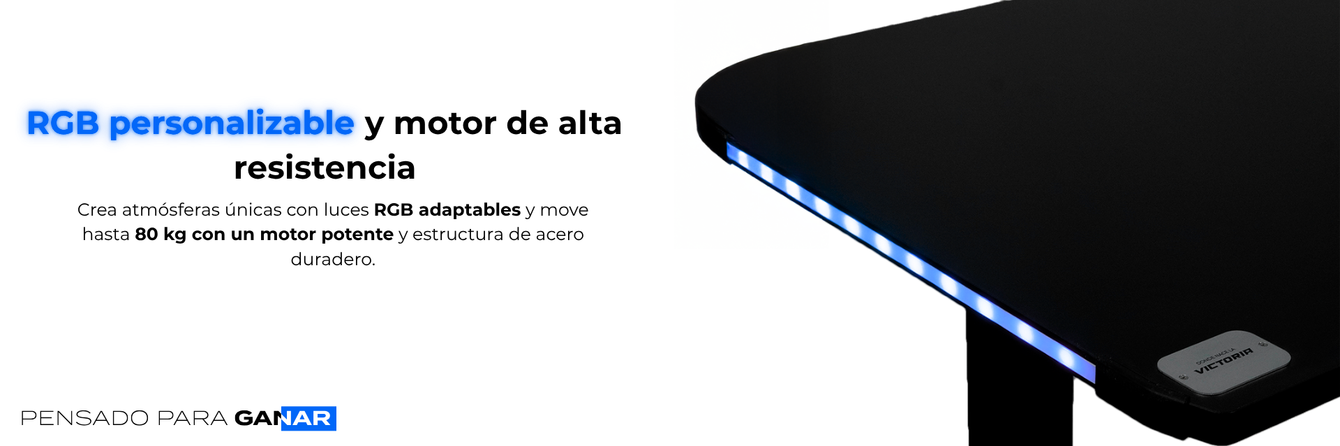 Las luces RGB personalizables transforman el ambiente según tu estado de ánimo o el juego del momento. Su motor mueve hasta 80 kilos sin esfuerzo, mientras la estructura de acero garantiza resistencia y durabilidad para bancarse tus partidas más intensas. El control cuenta con pantalla LCD y memoria inteligente de cuatro niveles, para que ajustes la altura en segundos según tu configuración preferida. Con su superficie de 140x60cm tenés espacio de sobra para monitores ultrawide, teclados mecánicos, mousepad XL, micrófonos y todo tu equipamiento Andromeda no es solo un escritorio. Es el upgrade que tu setup venía pidiendo. Más comodidad, más personalización, más control.